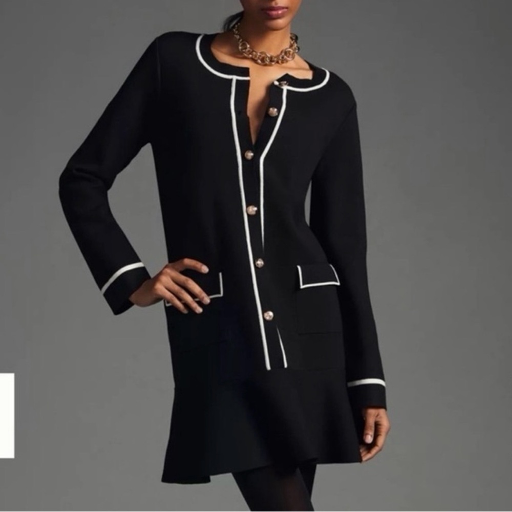 Anthropologie Black and White Mini Dress